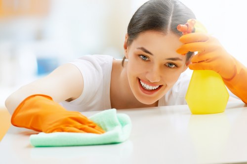 Professional rug cleaning in Harrow removing dust and dirt from a living room rug