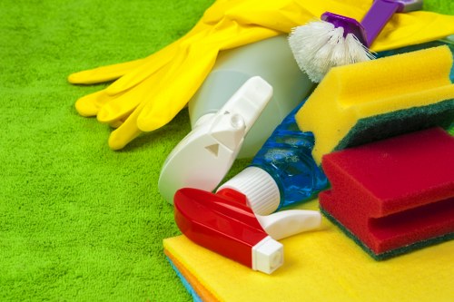 Harrow carpet cleaners wearing protective gloves during cleaning