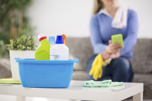 Close-up of upholstery stain removal during sofa cleaning